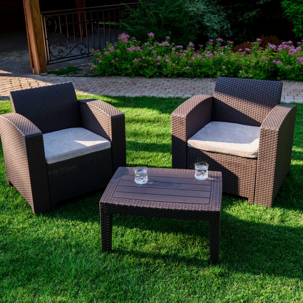 Комплект на 2 персоны Royal Family LANA LUX XS со столом и креслами, коричневый из пластика 2